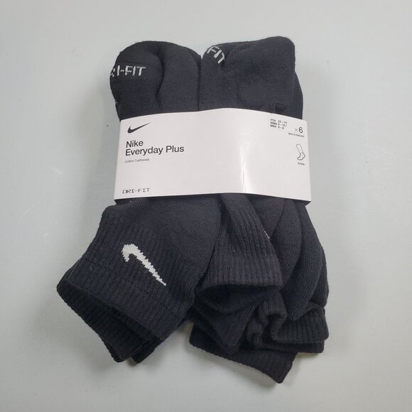 Nike Everyday Cotton Cushioned Dri Fit ANKLE Socks 6PCS Women Size 6 - 10 NWT - Picture 1 of 7